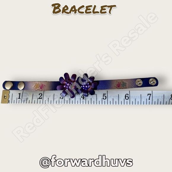 Bundle Sale 3 for $15 | Floral Purple Leather | Snap Bracelet - Picture 7 of 10
